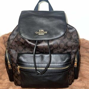 Coach Signature Black and Brown Backpack
